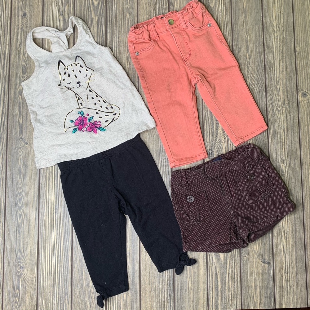 GAP Shorts Girls 2T Brown Bundle Tank Leggings DKNY Jeans Summer Outfit